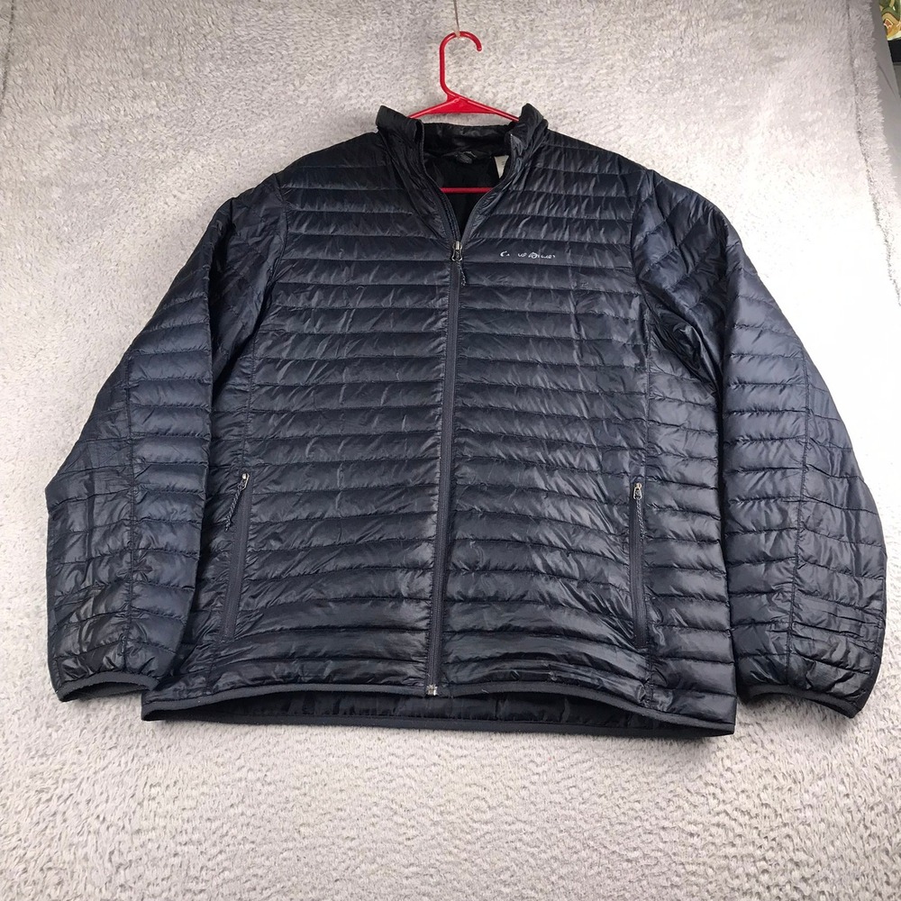 Eddie Bauer Puffer Jacket Mens L Navy EB650 Down‎ Insulated Full Zip Lightweight